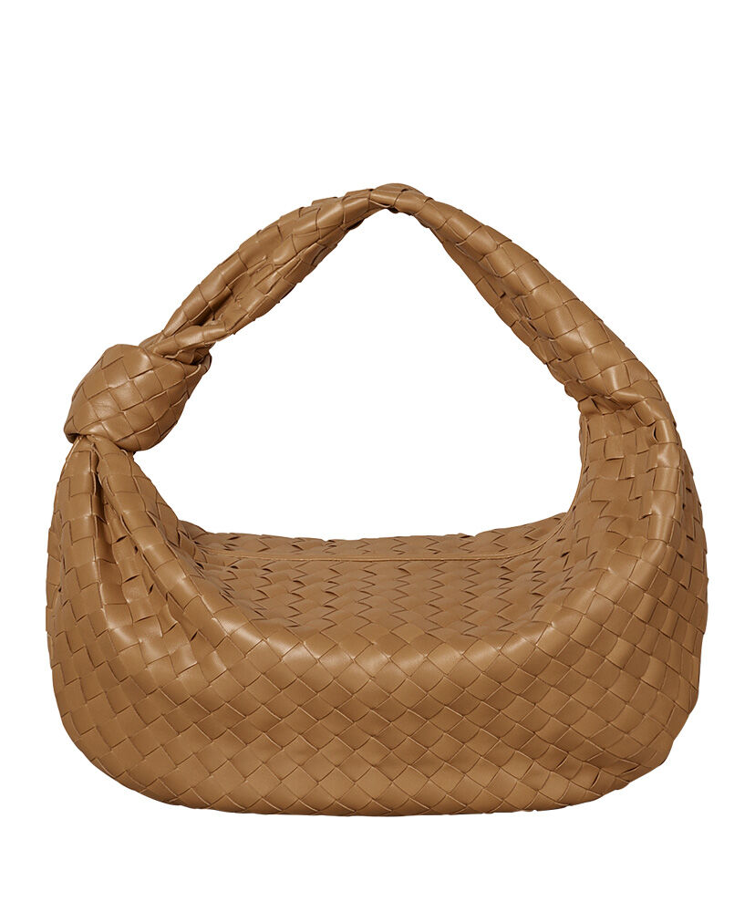 Bottega Veneta Rounded Hobo Bag In Intrecciato Nappa Light Coffee